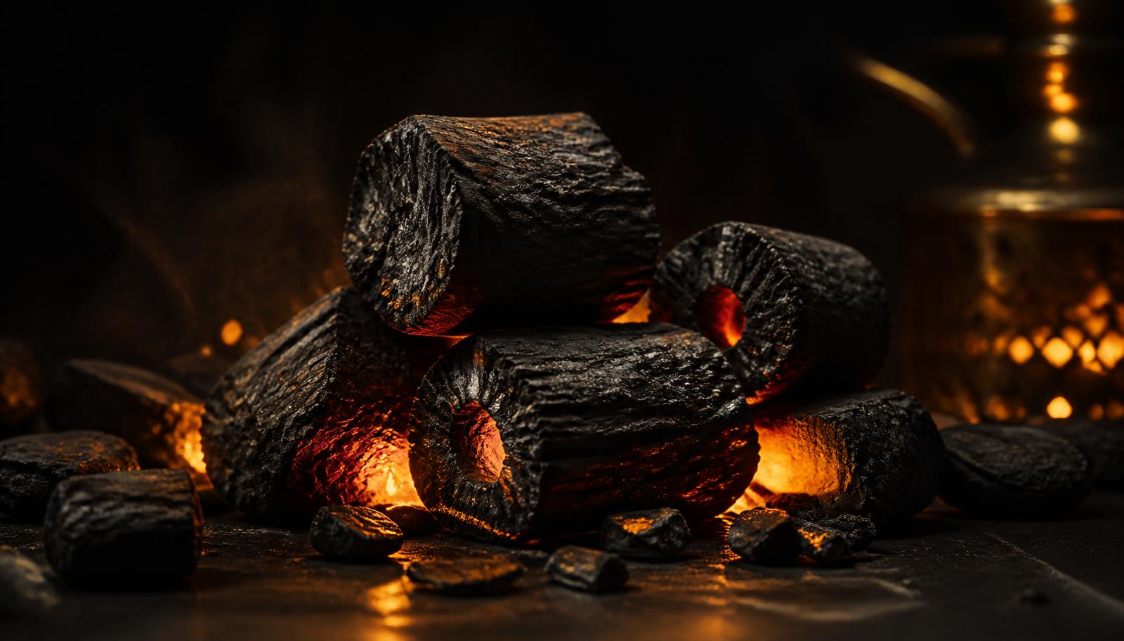 Glowing premium charcoal embers